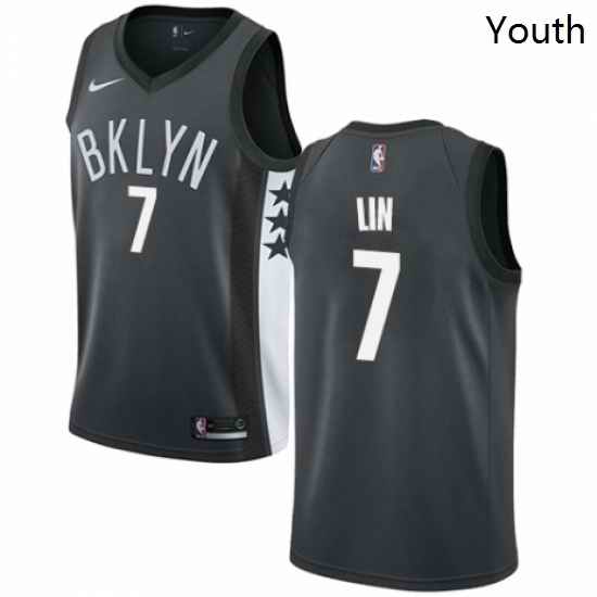 Youth Nike Brooklyn Nets 7 Jeremy Lin Authentic Gray NBA Jersey Statement Edition
